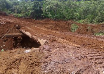 Kondisi Jembatan Penghubung Desa Cangkang-Nono Kecamatan Tanah Siang usai diperbaiki oleh perusahaan yang dibantu Pemerintah Desa setempat