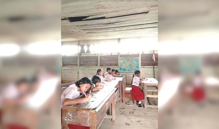 Perlu Renovasi, Bangunan Sekolah SDN 1 Merapit Kabupaten Kapuas Memprihatinkan