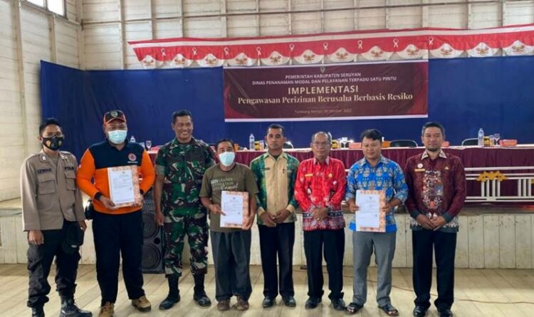 DPMPTSP Seruyan menggelar Sosialisasi Implementasi Perizinan Berusaha Berbasis Risiko (OSS-RBA) dan Pengawasan Tahun 2022, di Tumbang Manjul, Kecamatan Seruyan Hulu