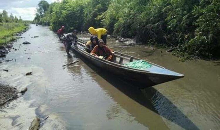 Kondisi kerukan Hantipan di Kecamatan Katingan Kuala saat dangkal