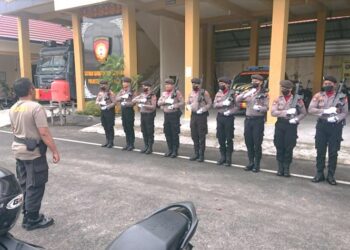 Satsamapta Polresta Palangka Raya Berlatih Sikap Penembak Salvo