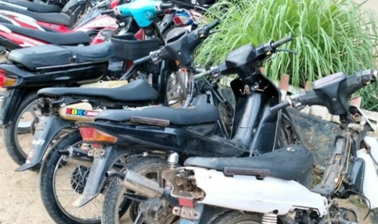 Sejumlah sepeda motor yang diamankan petugas Polsek Dusteng (foto; ist)