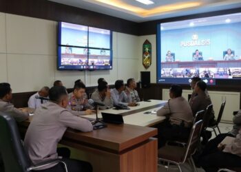 Kapolresta Palangka Raya Ikuti Anev Situasi Kamtibmas Melalui Vicon