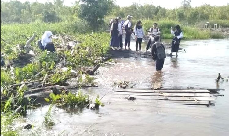 Jembatan Penghubung 2 Desa di Kecamatan Kapuas Murung Nyaris Ambruk