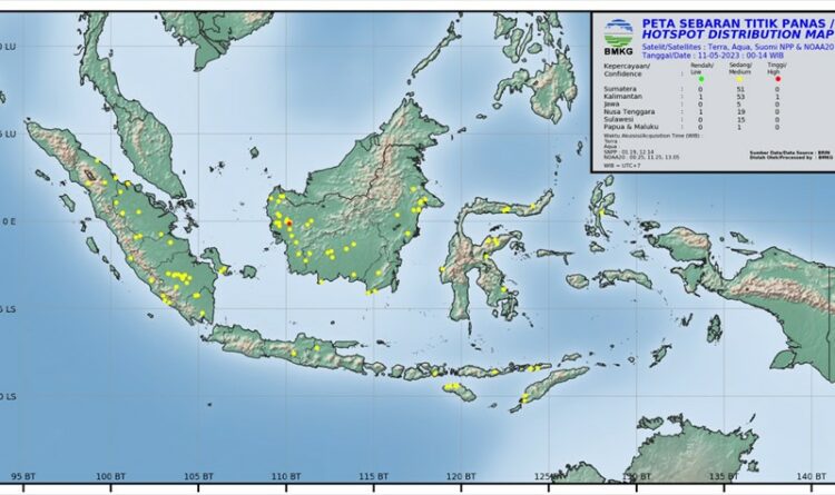 Foto : Peta titik Hotspot di Indonesia BMKG.