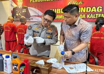 Polda Kalteng Ringkus Lima Pelaku Penjual Belasan Ribu Oli Palsu