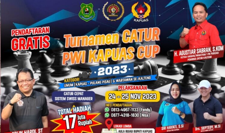 Turnamen Catur PWI Kapuas Cup berhadiah Total Rp 17 Juta