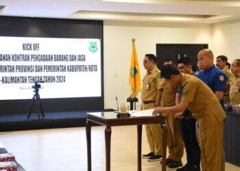 Pemkab Kapuas Bersama Forkopimda Ikut Kick Off Pengadaan Barang dan Jasa Secara Daring