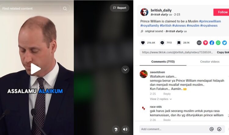 [Hoaks atau Fakta] Viral Video Pangeran William Masuk Islam, Benarkah?