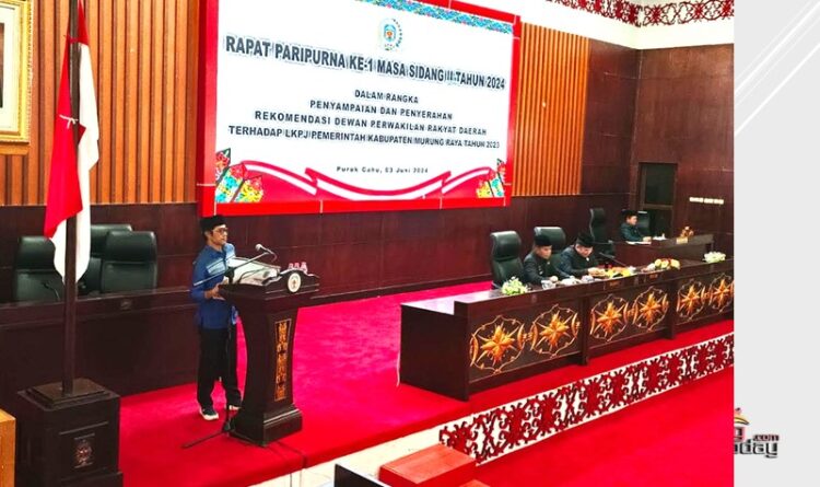 DPRD Murung Raya Sampaikan Rekomendasi Terhadap LKPJ Pemerintah Tahun 2023