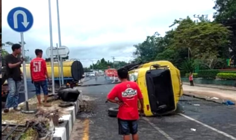 Minimnya Penerangan Jalan Utama di Katingan Jadi Penyebab Median Jalan di Tabrak