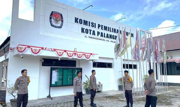 Jaga Keamanan Objek Pilkada, Polresta Palangka Raya Lakukan Pam di Kantor Bawaslu dan KPU Palangka Raya