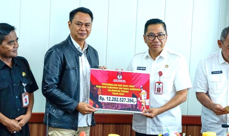 KPU Kalteng Kembali Sisa Dana Hibah ke Pemprov Kalteng