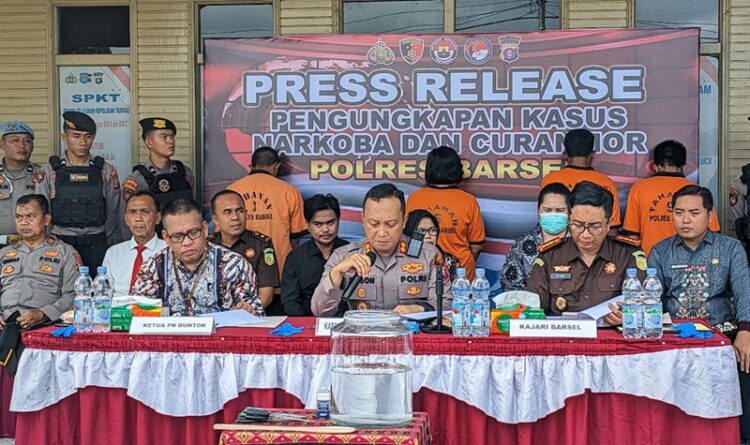 Polres Barsel Gelar Press Release Penyalahgunaan Narkotika dan Curanmor