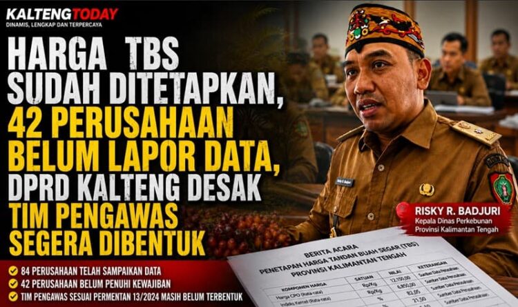 Harga TBS Sudah Ditetapkan, 42 Perusahaan Belum Lapor Data, DPRD Kalteng Desak Tim Pengawasan Segera Dibentuk
