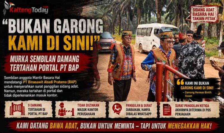 Sembilan Damang Tertahan di Portal PT BAP, Hermas: “Bukan Garong Kami di Sini”