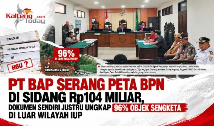 PT BAP Serang Peta BPN di Sidang Rp104 Miliar, Dokumen Sendiri Justru Ungkap 96% Objek Sengketa di Luar Wilayah IUP